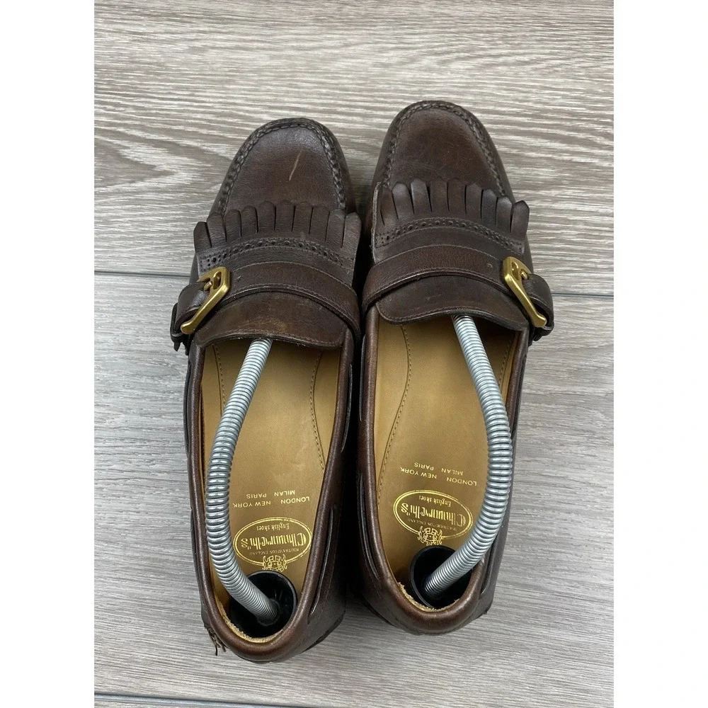 Church's Men's Leather Monk Strap‎ Fringe Detail Dress Loafers Brown Size 8.5